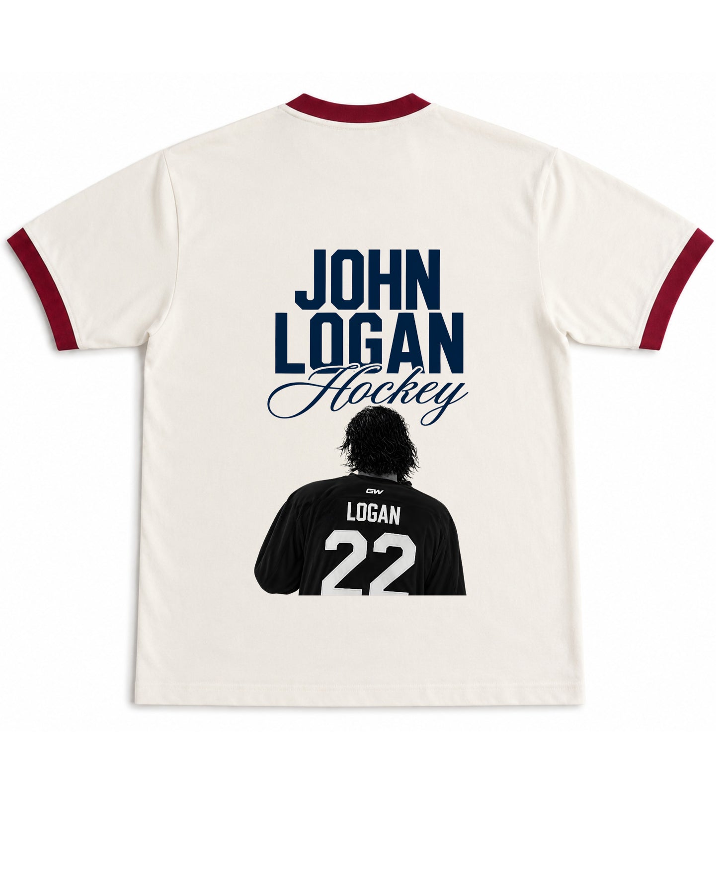 Off White & Maroon Ringer tee Back Design
