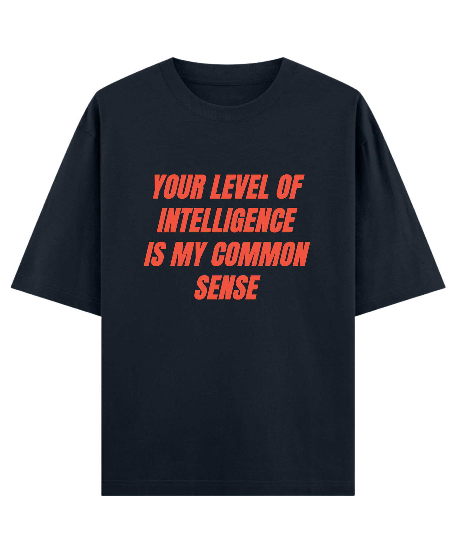 "Savage quote oversized unisex t-shirt Cloquest navy with bold text design, trendy streetwear fashion"