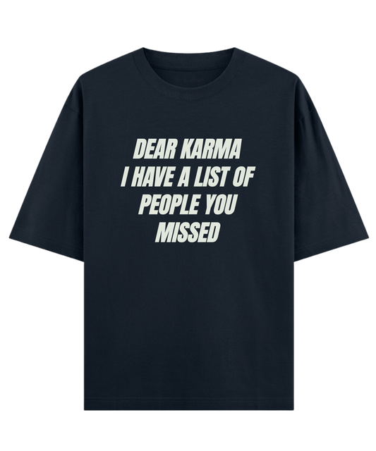 "Cloquest oversized navy graphic tee with witty sarcastic slogan, unisex attitude t-shirt style
