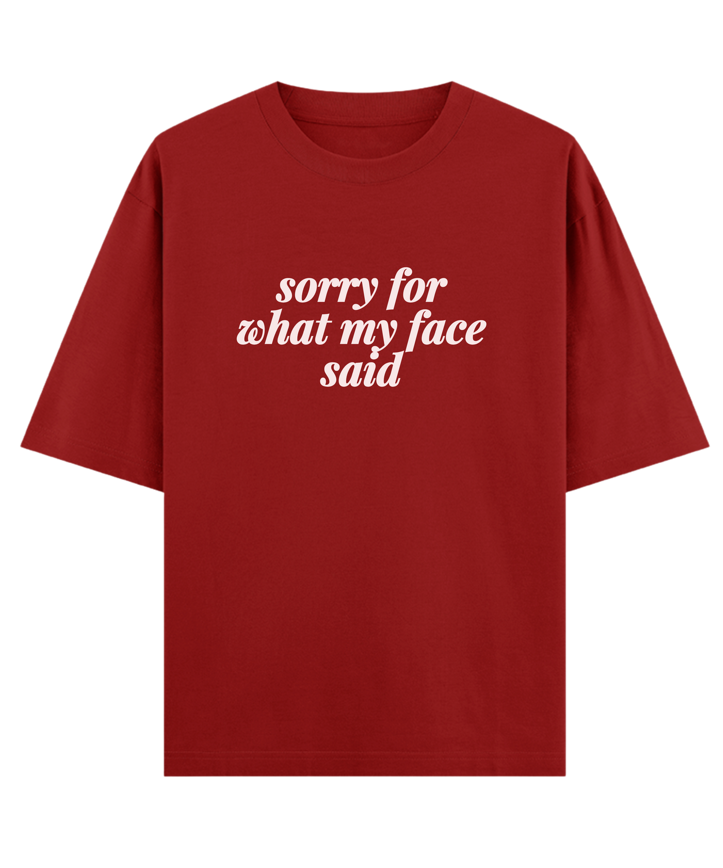 "Aesthetic oversized unisex t-shirt Cloquest red with sarcastic reply quote, modern casual outfit"