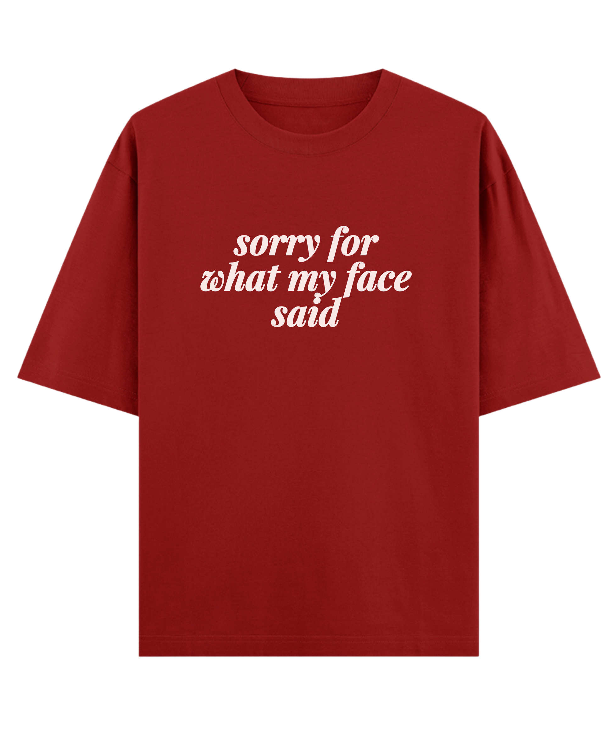 "Aesthetic oversized unisex t-shirt Cloquest red with sarcastic reply quote, modern casual outfit"