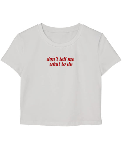 White Baby Tee Front Design