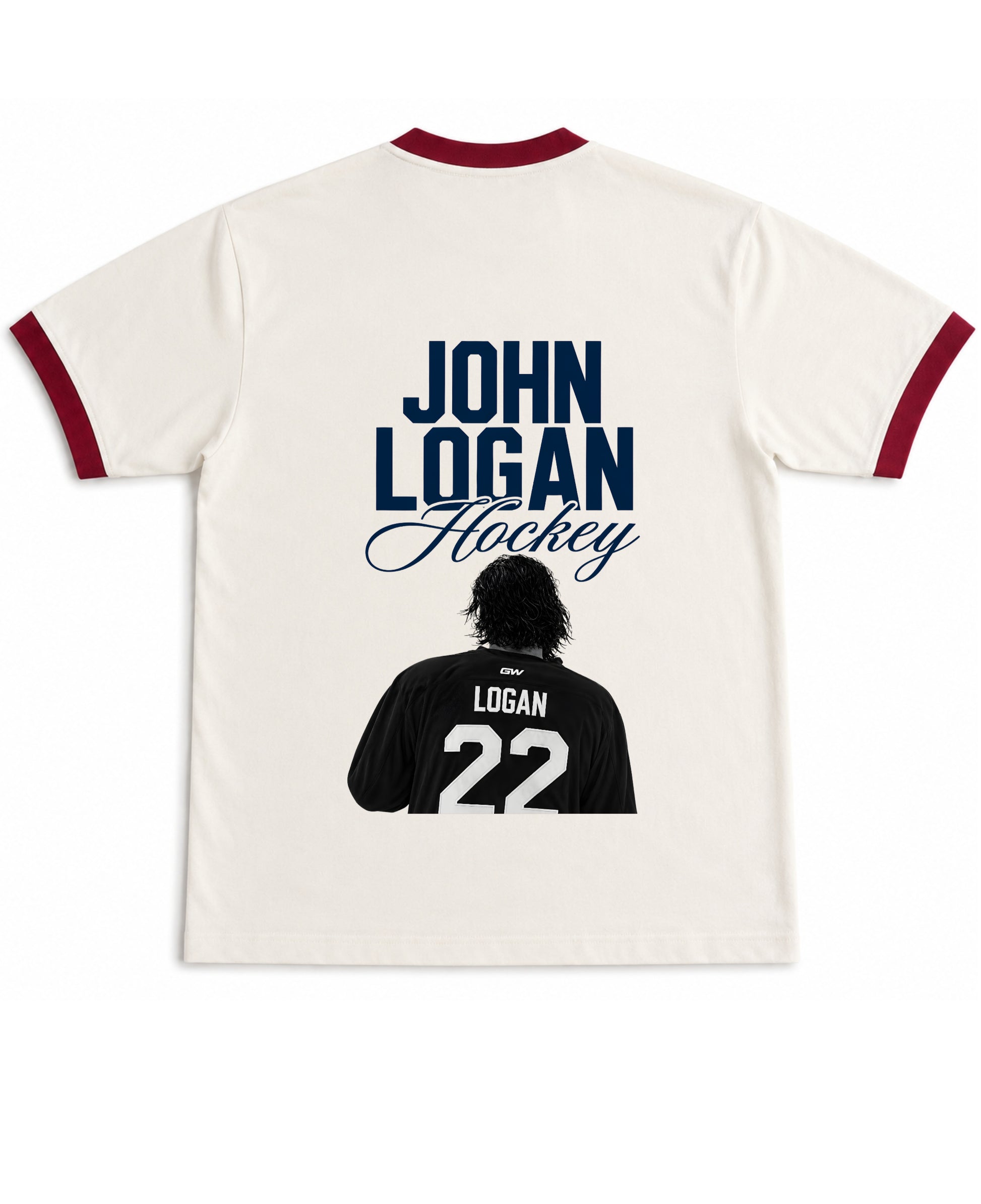 Off White & Maroon Ringer tee Back Design